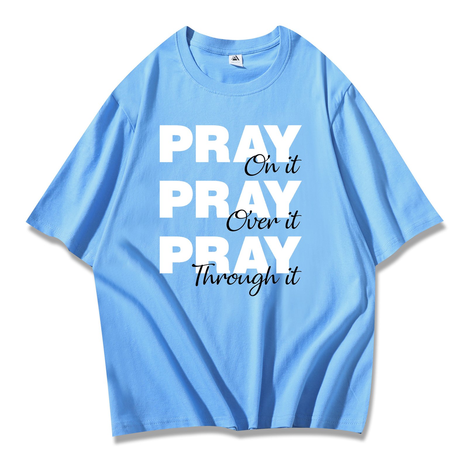 0374966D-4FF3-6BF9-051C-B11E4E331773.jpg Women's Pray On It Pray Over It Pray Through It Oversized Cotton T-Shirt - Image 1