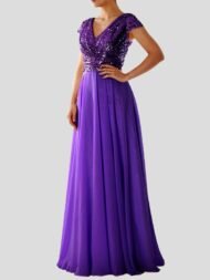 Women's Dresses V-Neck Sequin Evening Dress - Image 3