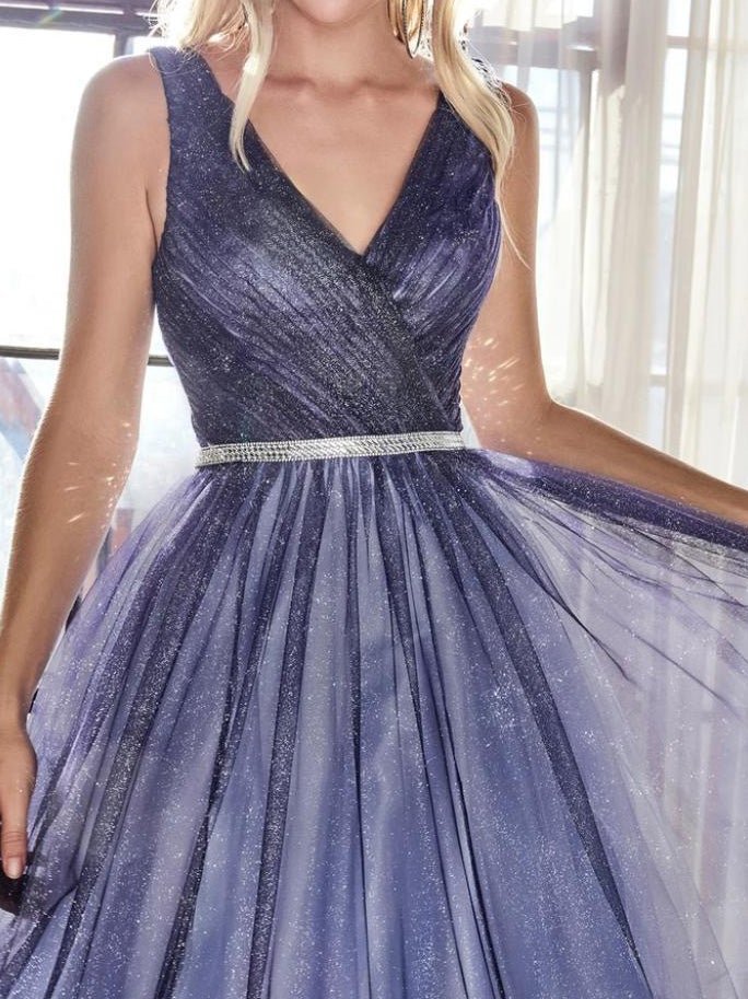 1E9BD443-2F42-6821-B179-D24CED0DCF15.jpg Women's Dresses Deep V Neck Vintage Gradient Evening Dress - Image 1