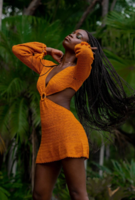 Knitted Cutout Bell Sleeve Dress - Image 11
