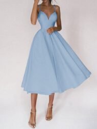 Women's Dresses Solid Sling Bare Back Sleeveless Dress - Image 6