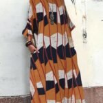 Women's Dresses Loose Printed Pockets Three-Quarter Sleeve Dress
