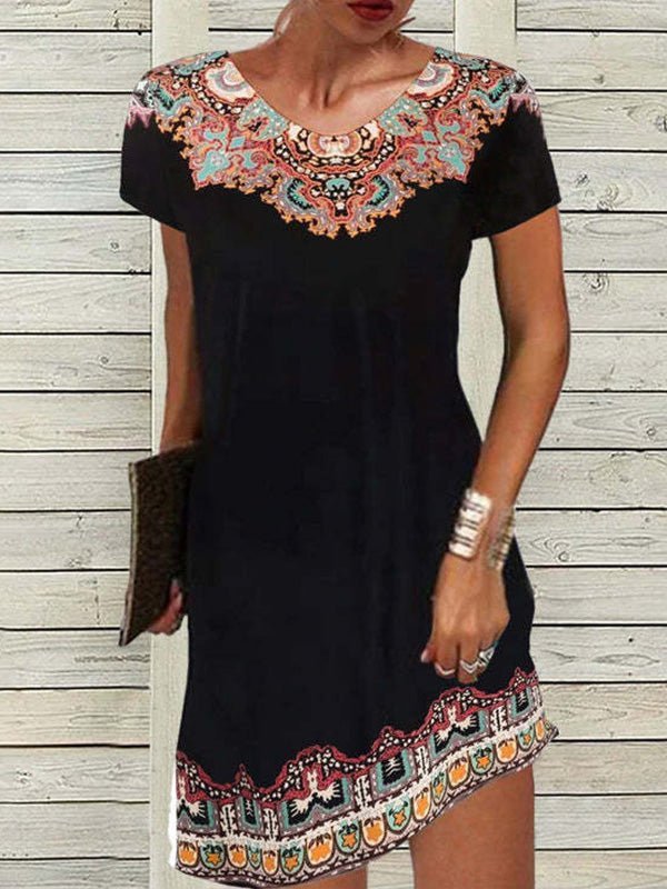 969A653B-F799-217B-755D-52261B806606.jpg Women's Dresses Printed Short Sleeve Mini Dress - Image 1