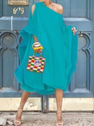 Women's Dresses Chiffon Off Shoulder Irregular Dress - Image 2
