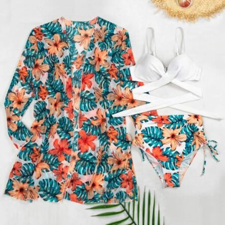 High Waist Push Up Bikini and Cover up Set