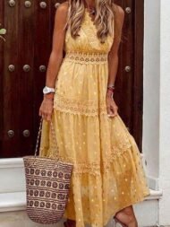 Casual V Neck Sleeveless Maxi Dress