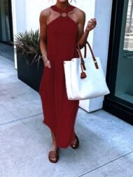 Women's Dresses Casual Halterneck Off-Shoulder Pocket Dress - Image 8